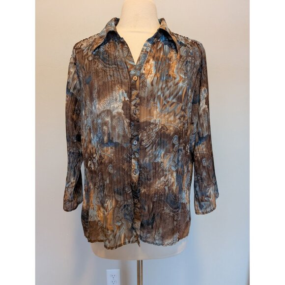 Studio 1940 Large Sheer Pleated Blouse - Picture 1 of 4